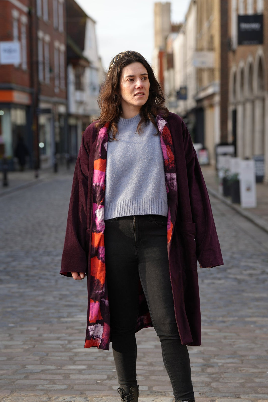 Melongene Velvet Coat: Reversible - Violet Elizabeth - Clothing