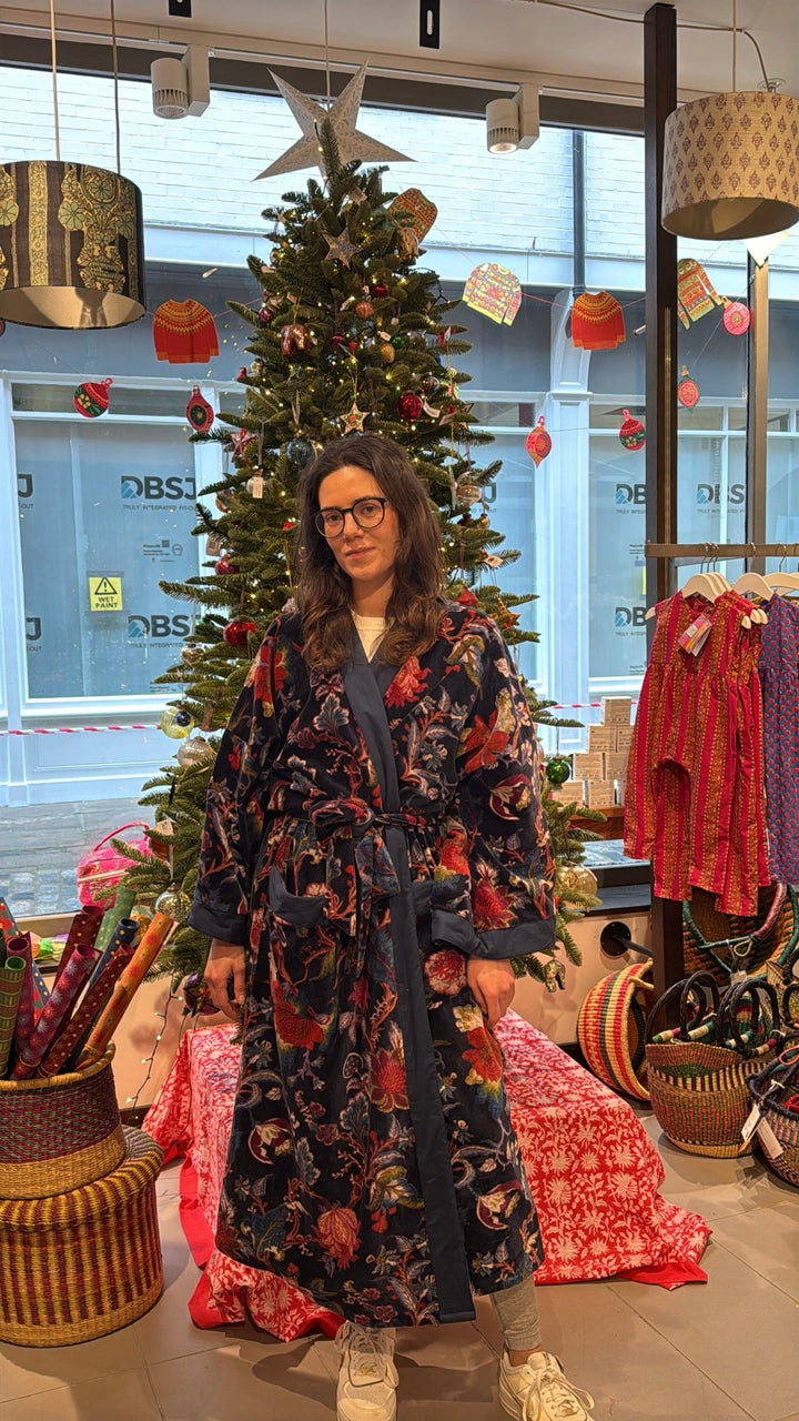 Midnight bloom Velvet Kimono Robe - Violet Elizabeth - Clothing