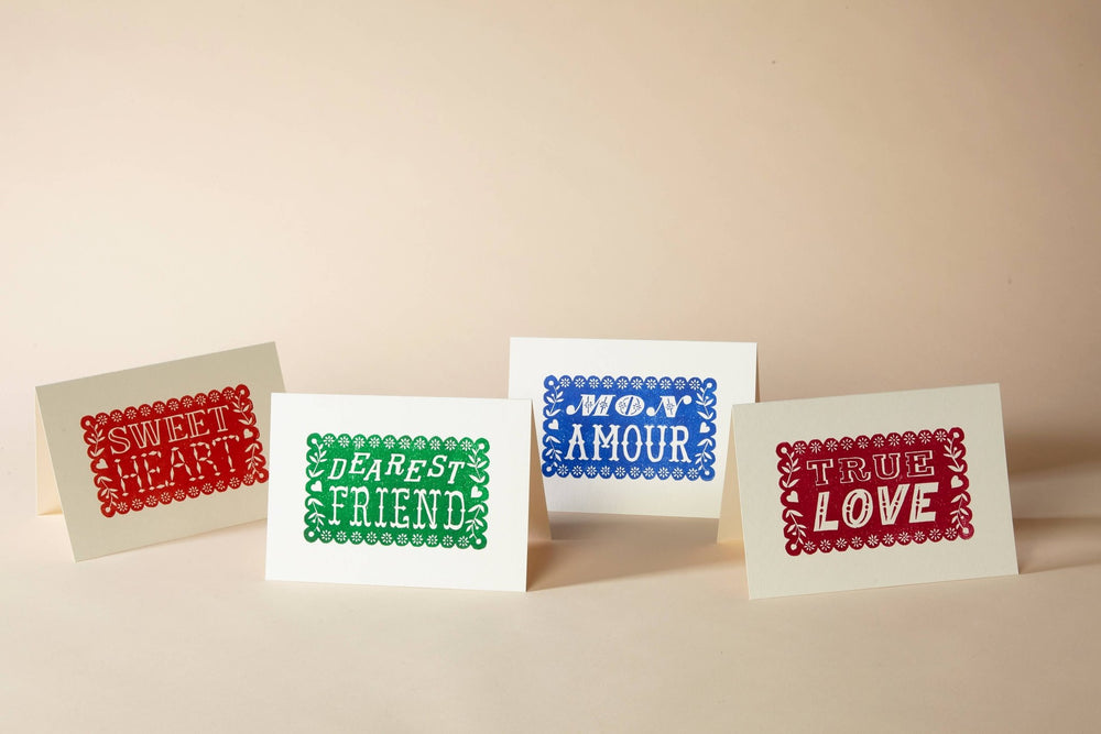 Mon Amour Linocut Greeting Card - Violet Elizabeth - 