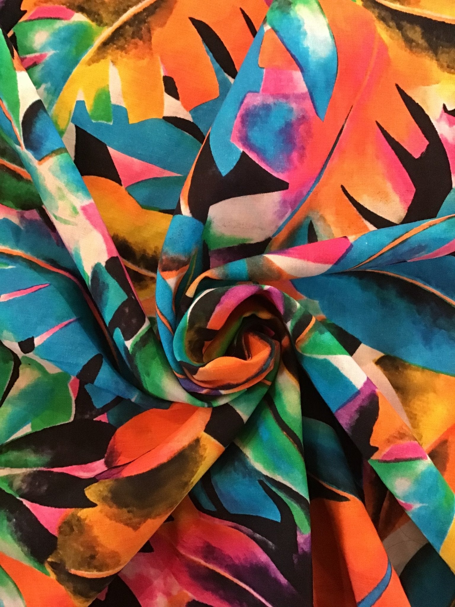 multicoloured jungle Screen Printed Fabric 100% Cotton - Violet Elizabeth - Haberdashery