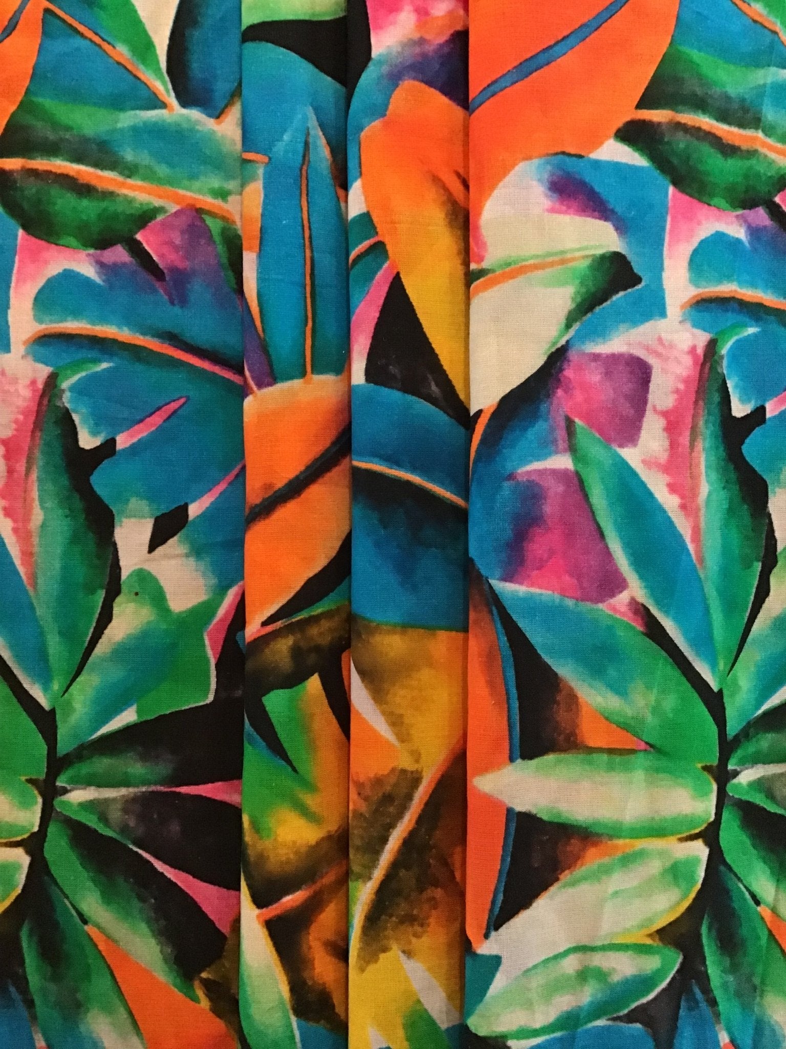 multicoloured jungle Screen Printed Fabric 100% Cotton - Violet Elizabeth - Haberdashery