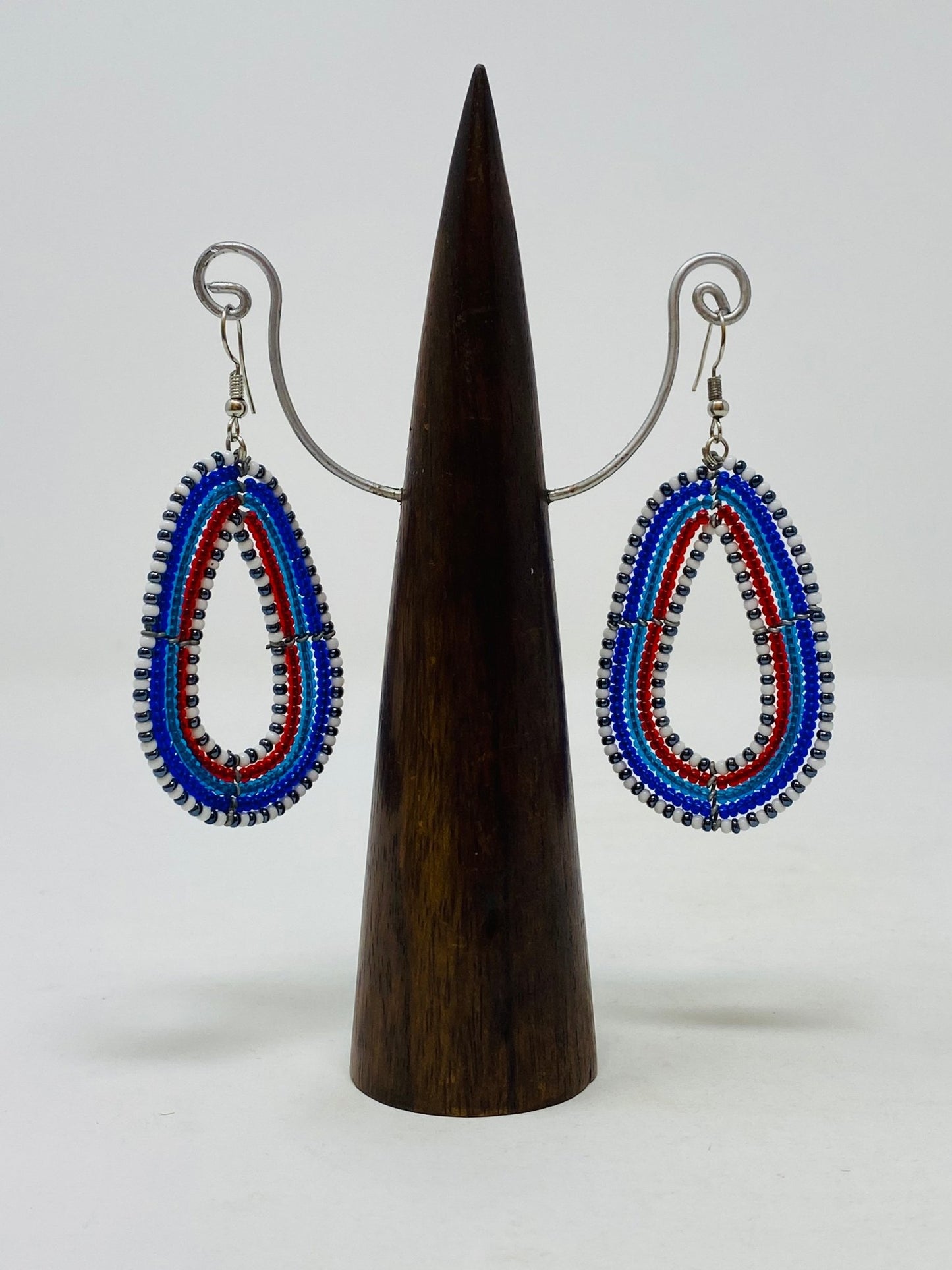 Nature inspired Oval Teardrop Earrings made with glass beads - Violet Elizabeth - Jewellery