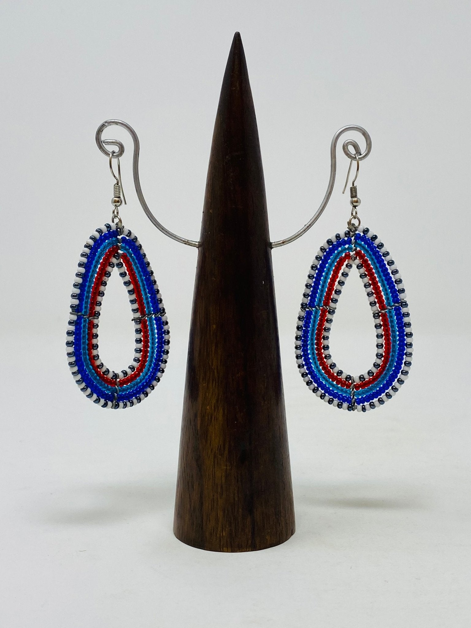 Nature inspired Oval Teardrop Earrings made with glass beads - Violet Elizabeth - Jewellery