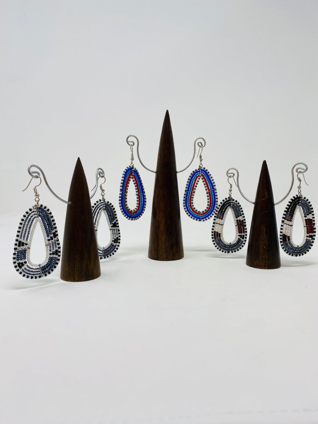 Nature inspired Oval Teardrop Earrings made with glass beads - Violet Elizabeth - Jewellery