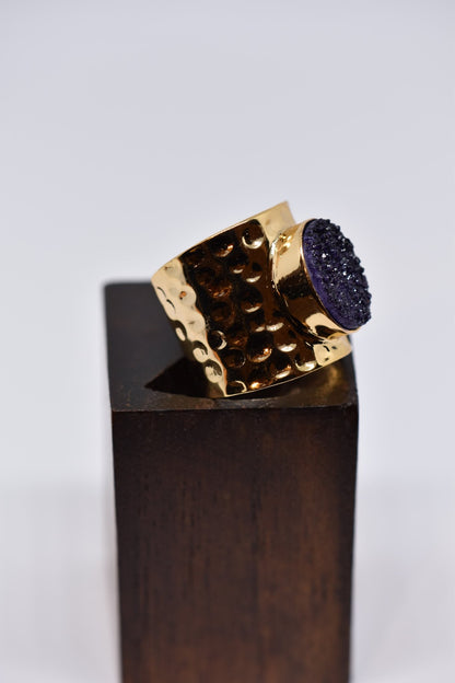 Ocean Blue Crystal Crush Agate Ring - Violet Elizabeth - Jewellery