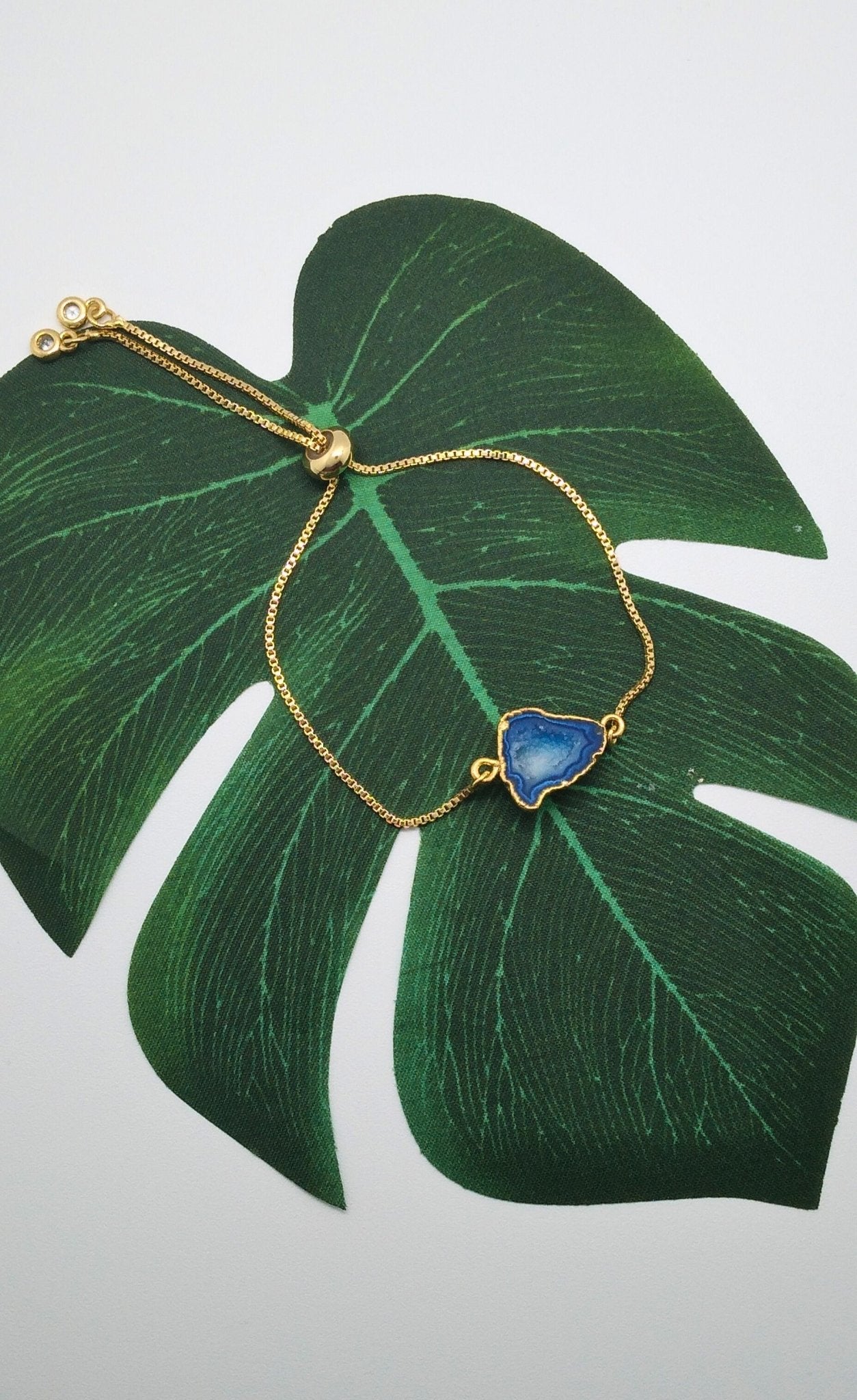 Ocean Blue Half Geode Druzy Bracelet - Violet Elizabeth - Jewellery