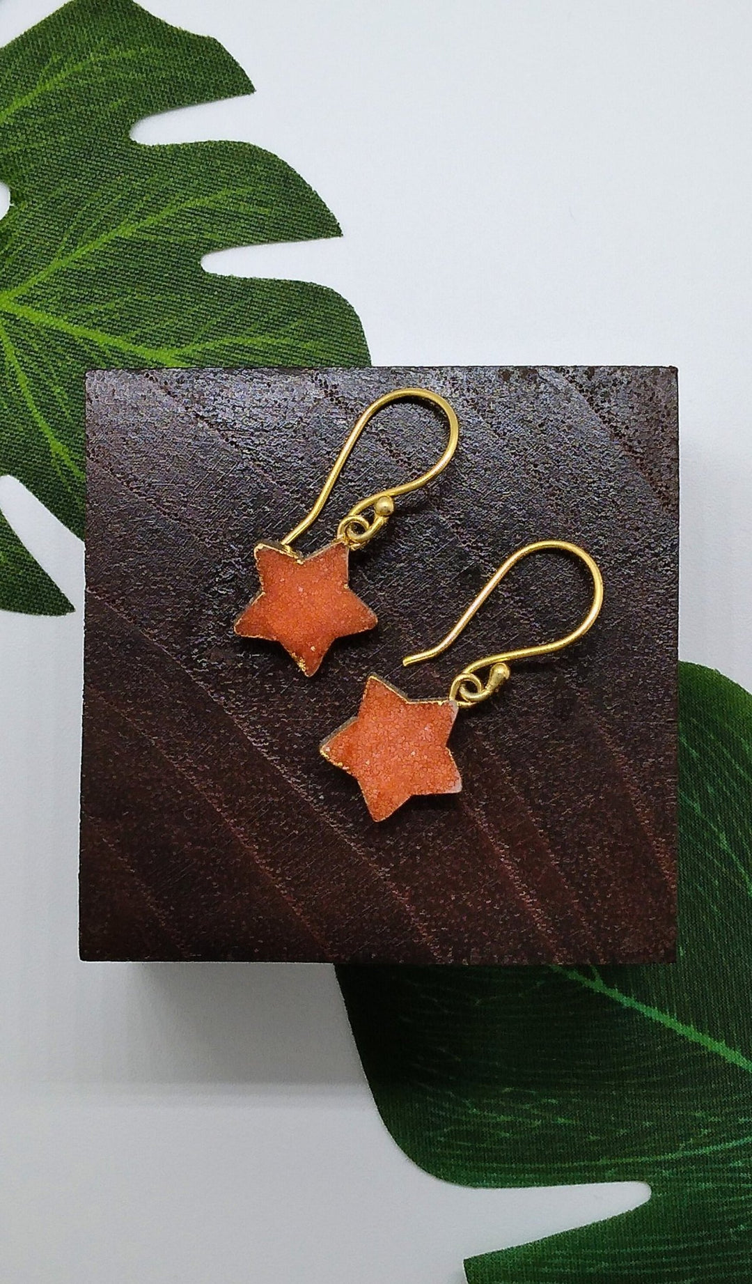 Orange Sugar Druzy Star Earrings - Violet Elizabeth - Jewellery
