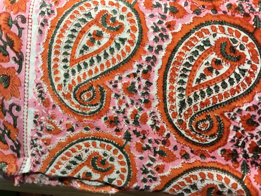 Paisley lines with border Block Printed Fabric - Violet Elizabeth - Haberdashery