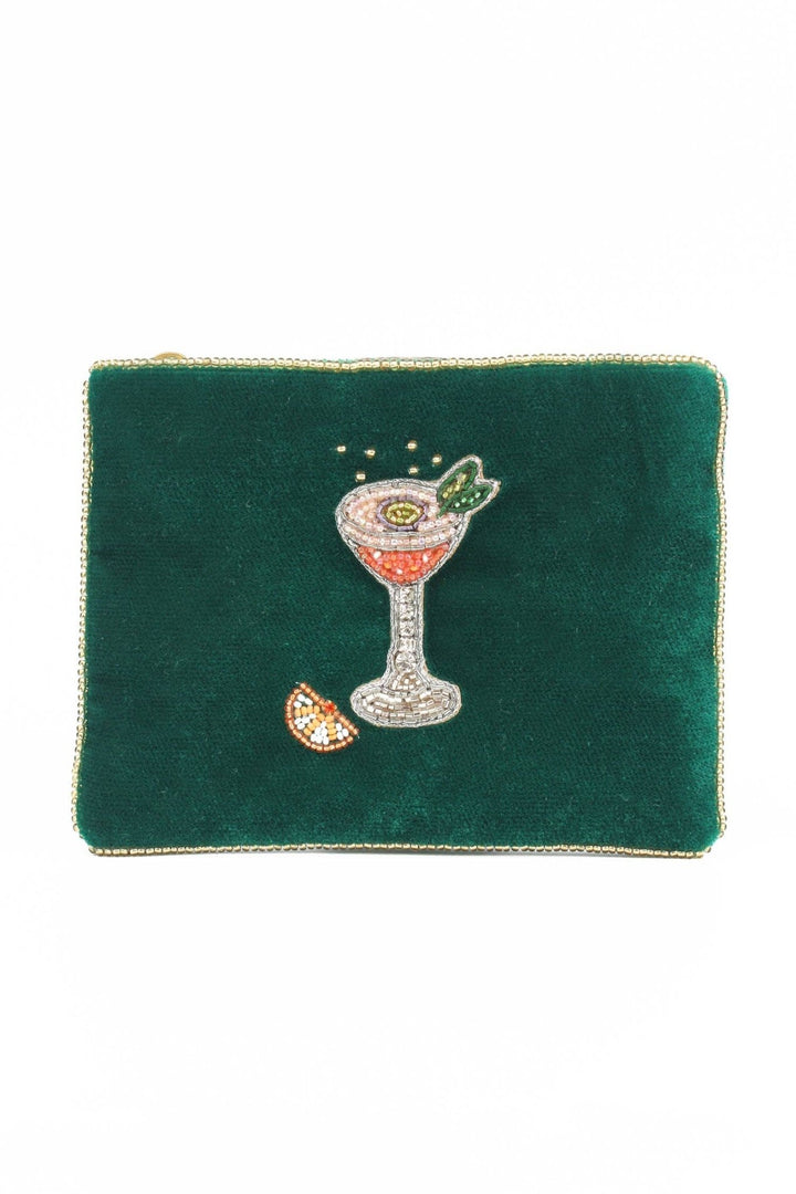 PASSIONFRUIT MARTINI COCKTAIL GREEN SMALL POUCH - Violet Elizabeth - Apparel & Accessories