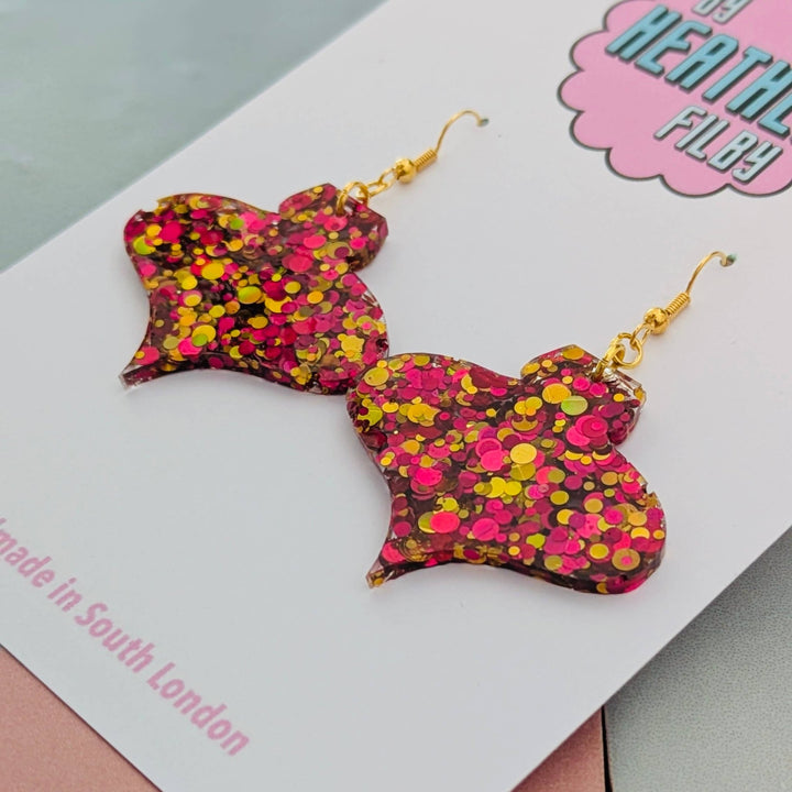 Pink and Gold 90's Bauble Earrings - Violet Elizabeth - Jewellery