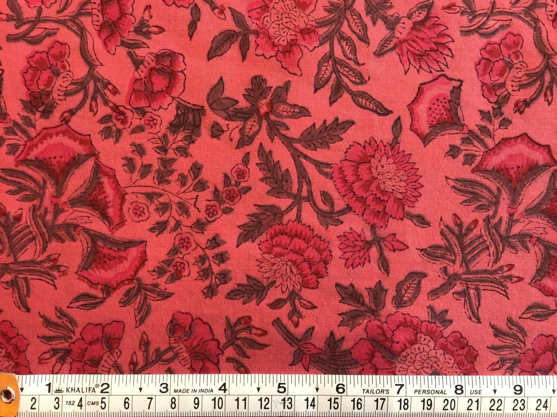 Pink and grey flowers Screen Printed Fabric 100% Cotton - Violet Elizabeth - Haberdashery