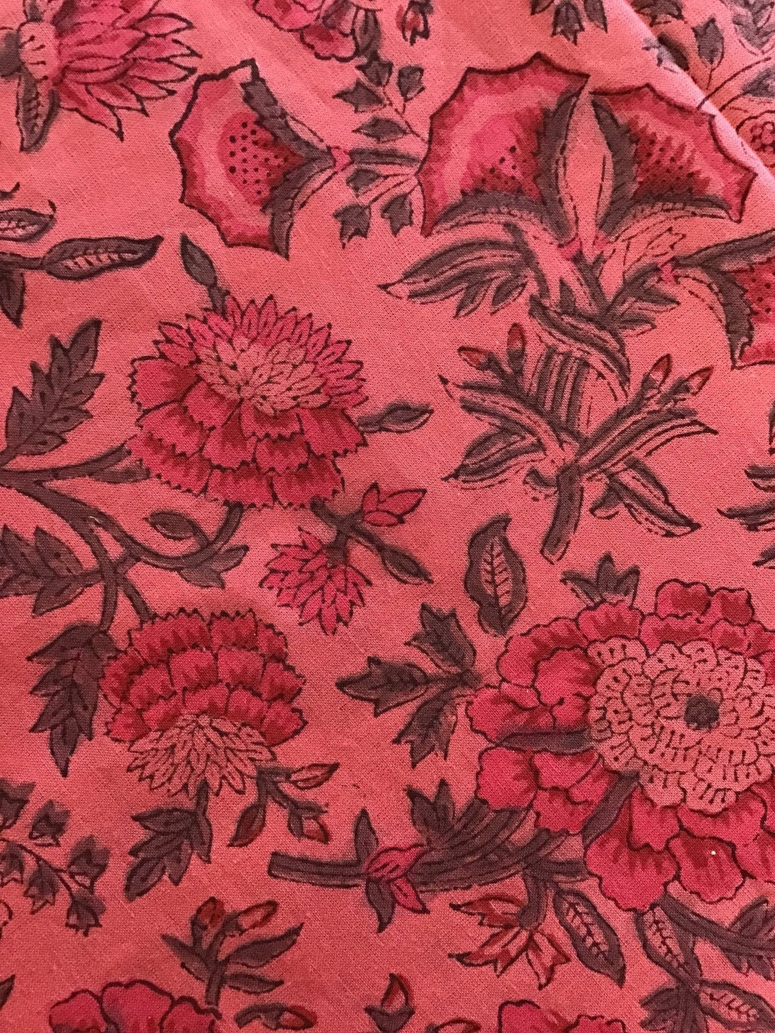 Pink and grey flowers Screen Printed Fabric 100% Cotton - Violet Elizabeth - Haberdashery