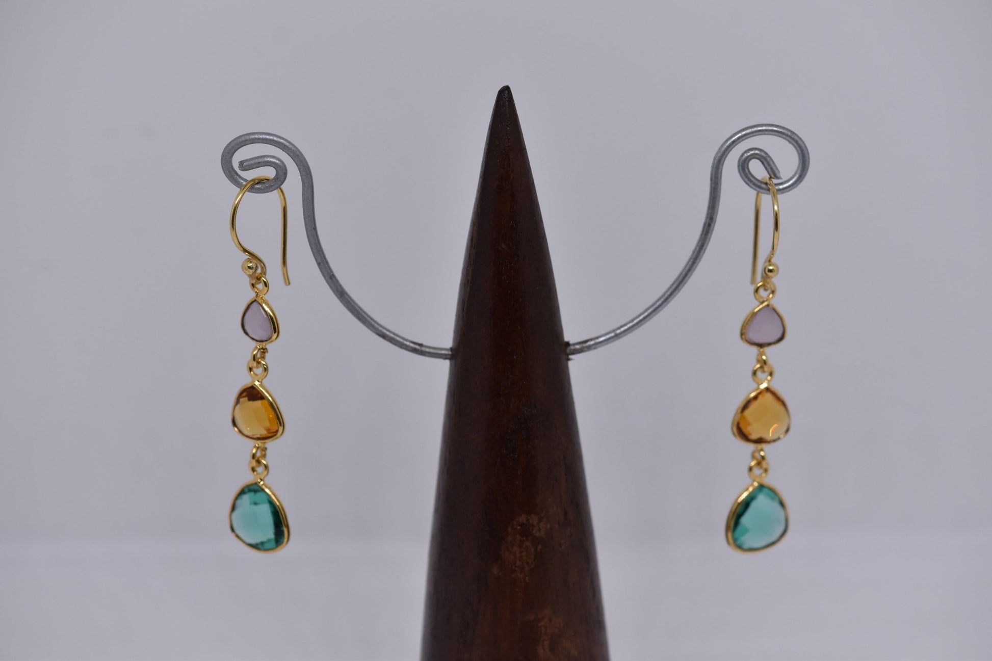 Pink Chalcedony, Citrine and Apatite Triple Threat Earrings - Violet Elizabeth - Jewellery