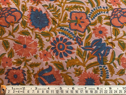 Pink flower print jaquard fabric - Violet Elizabeth - Haberdashery