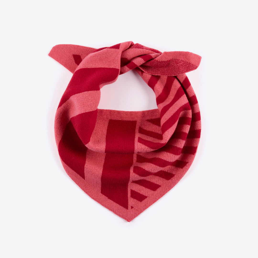 Pink & Red Stripe Wool Triangle Scarf - Violet Elizabeth - 