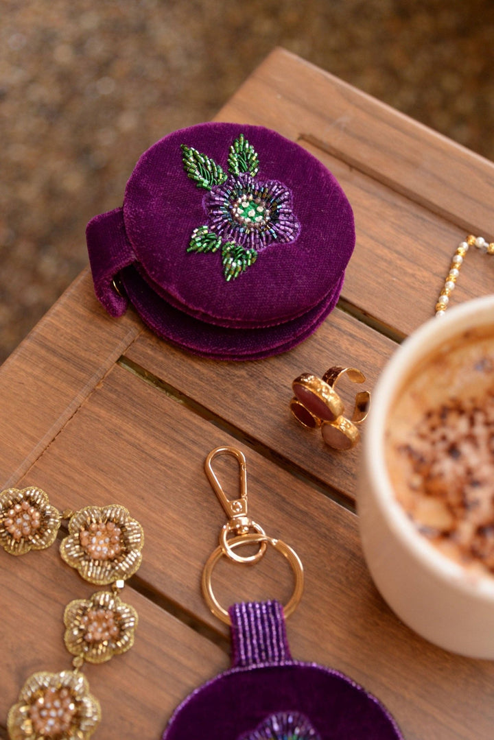 PURPLE FLOWER COMPACT MIRROR - Violet Elizabeth - Apparel & Accessories