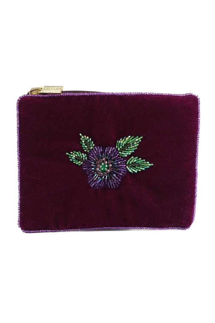 PURPLE FLOWER SMALL POUCH - Violet Elizabeth - Apparel & Accessories