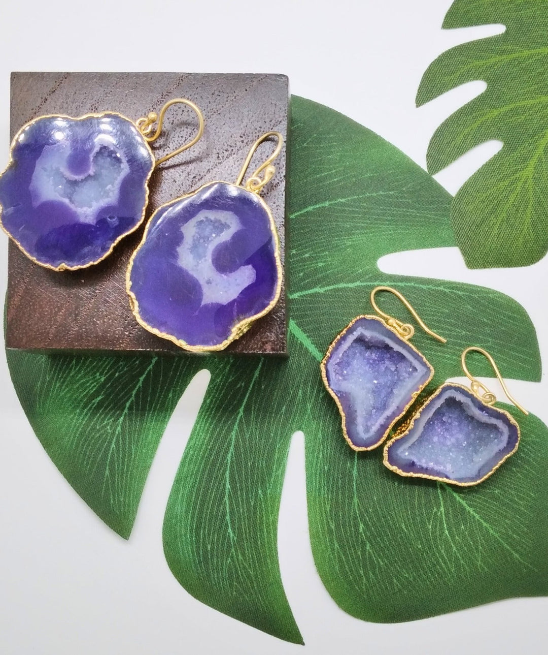 Purple Geode Druzy Earrings - Violet Elizabeth - Jewellery