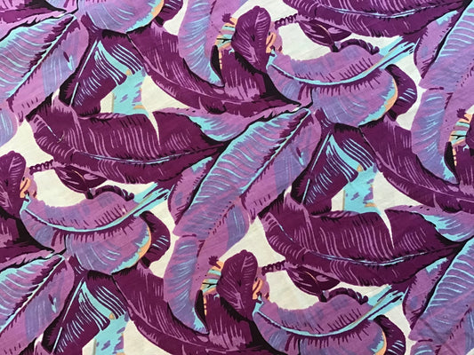 Purple jungle print Screen Printed Fabric 100% Cotton - Violet Elizabeth - Haberdashery