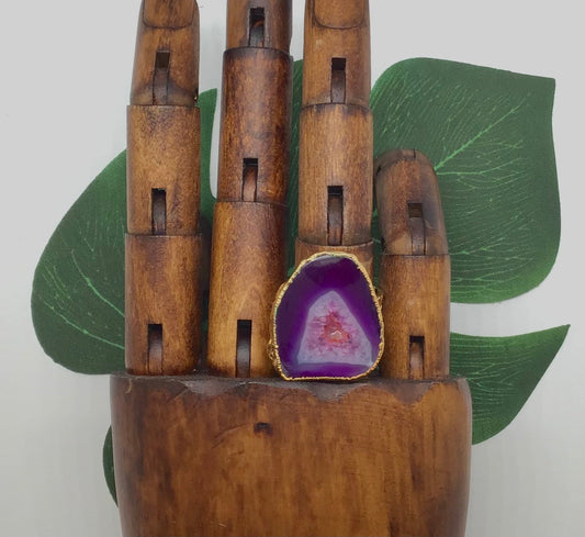 Purple Moon Magical Agate Slice Ring - Violet Elizabeth - Jewellery