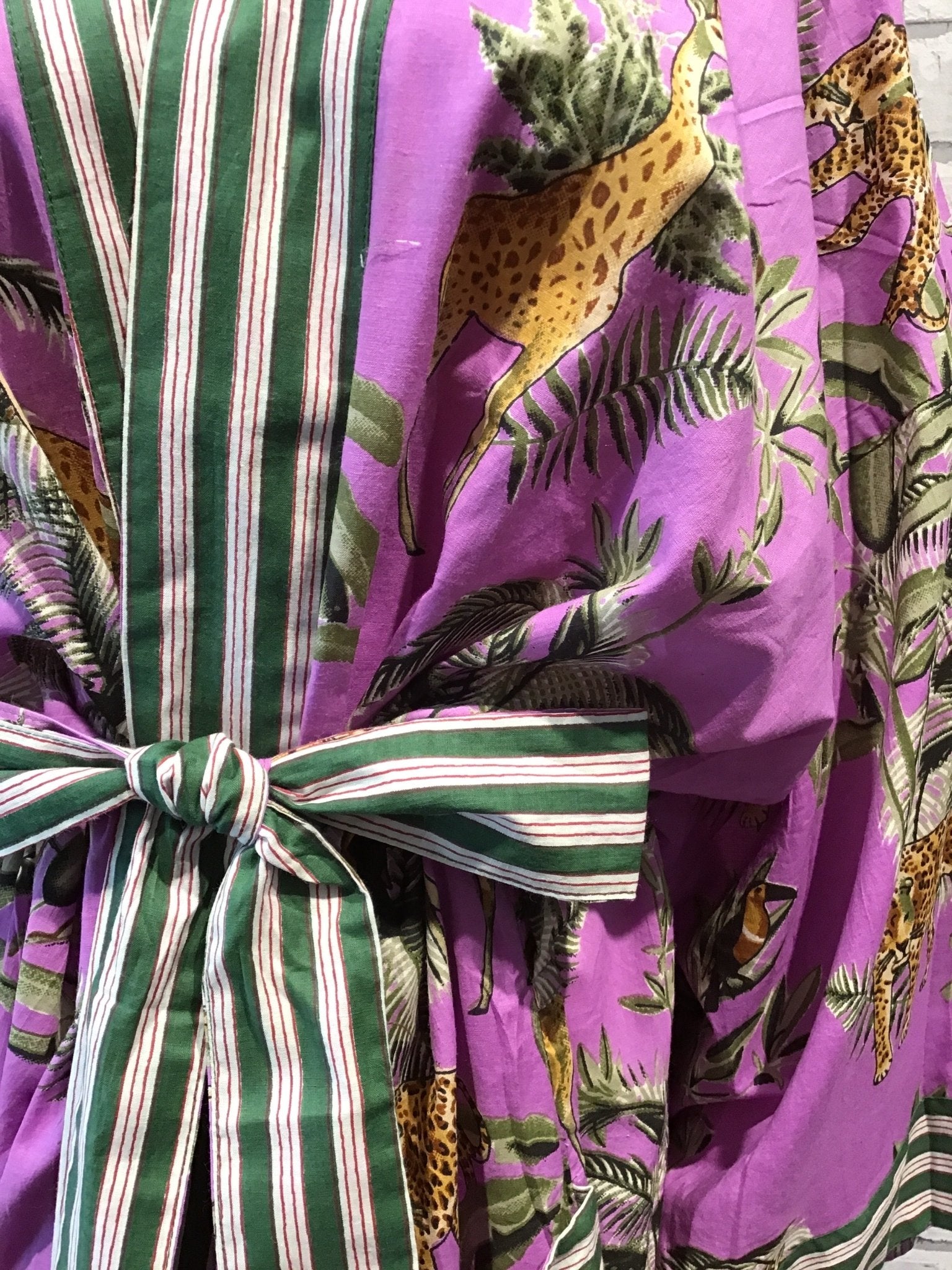 Purple Safari Long Cotton Robe - Violet Elizabeth - Clothing