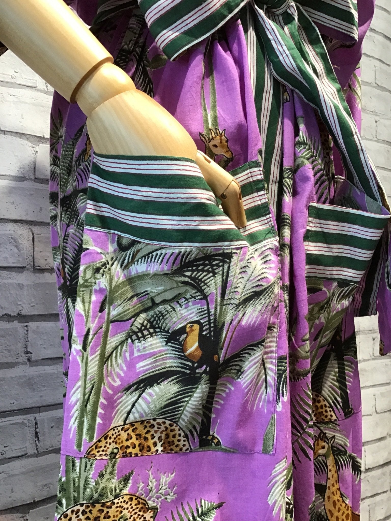 Purple Safari Long Cotton Robe - Violet Elizabeth - Clothing