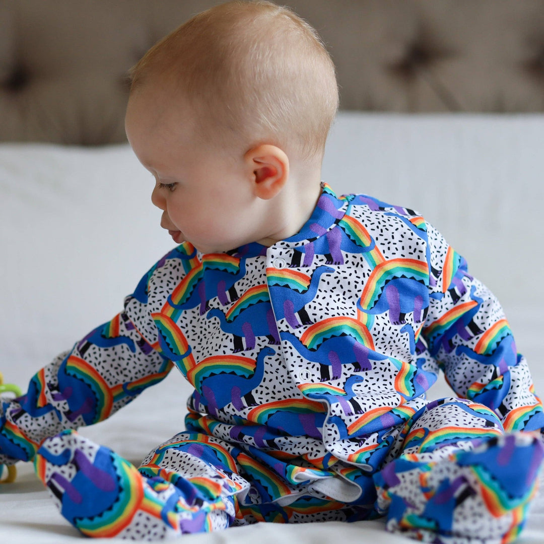 Rainbow Dino cotton sleepsuit - Violet Elizabeth - Baby & Toddler Clothing
