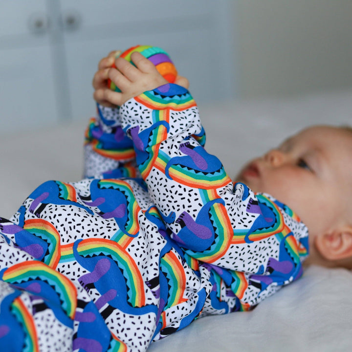 Rainbow Dino cotton sleepsuit - Violet Elizabeth - Baby & Toddler Clothing