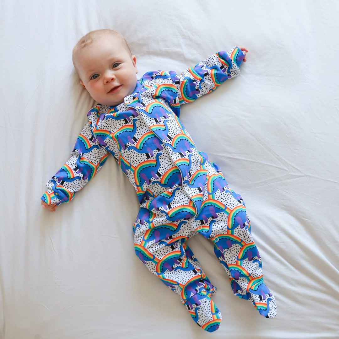 Rainbow Dino cotton sleepsuit - Violet Elizabeth - Baby & Toddler Clothing