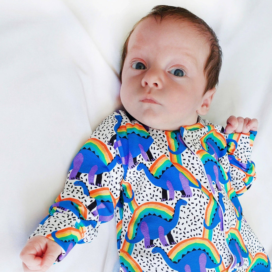 Rainbow Dino cotton sleepsuit - Violet Elizabeth - Baby & Toddler Clothing