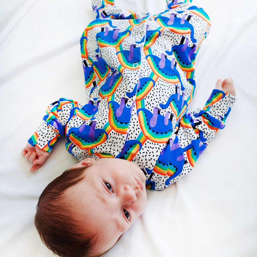 Rainbow Dino cotton sleepsuit - Violet Elizabeth - Baby & Toddler Clothing