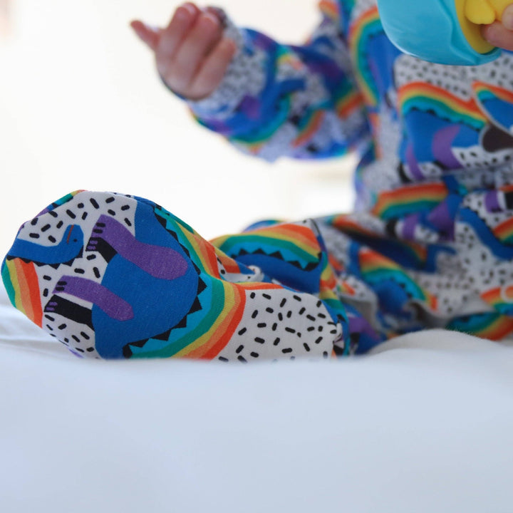 Rainbow Dino cotton sleepsuit - Violet Elizabeth - Baby & Toddler Clothing