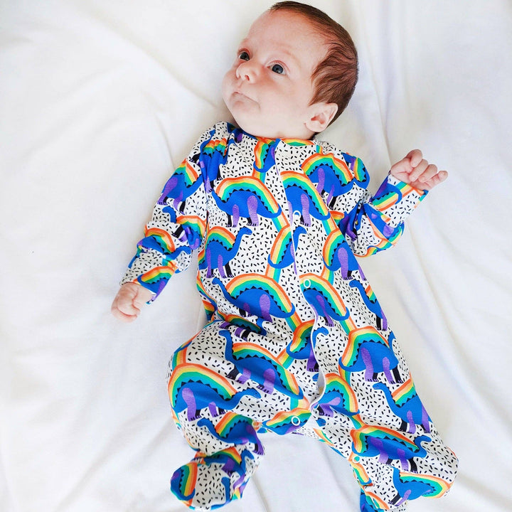 Rainbow Dino cotton sleepsuit - Violet Elizabeth - Baby & Toddler Clothing