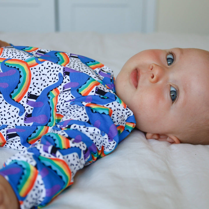 Rainbow Dino cotton sleepsuit - Violet Elizabeth - Baby & Toddler Clothing