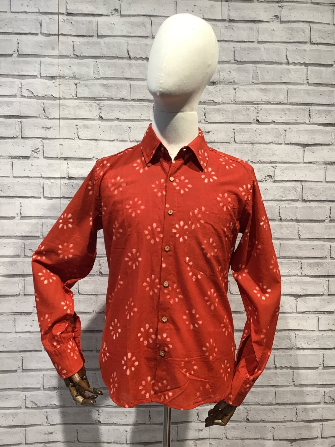 Red and Natural Bagru Block print batik - Violet Elizabeth - Clothing