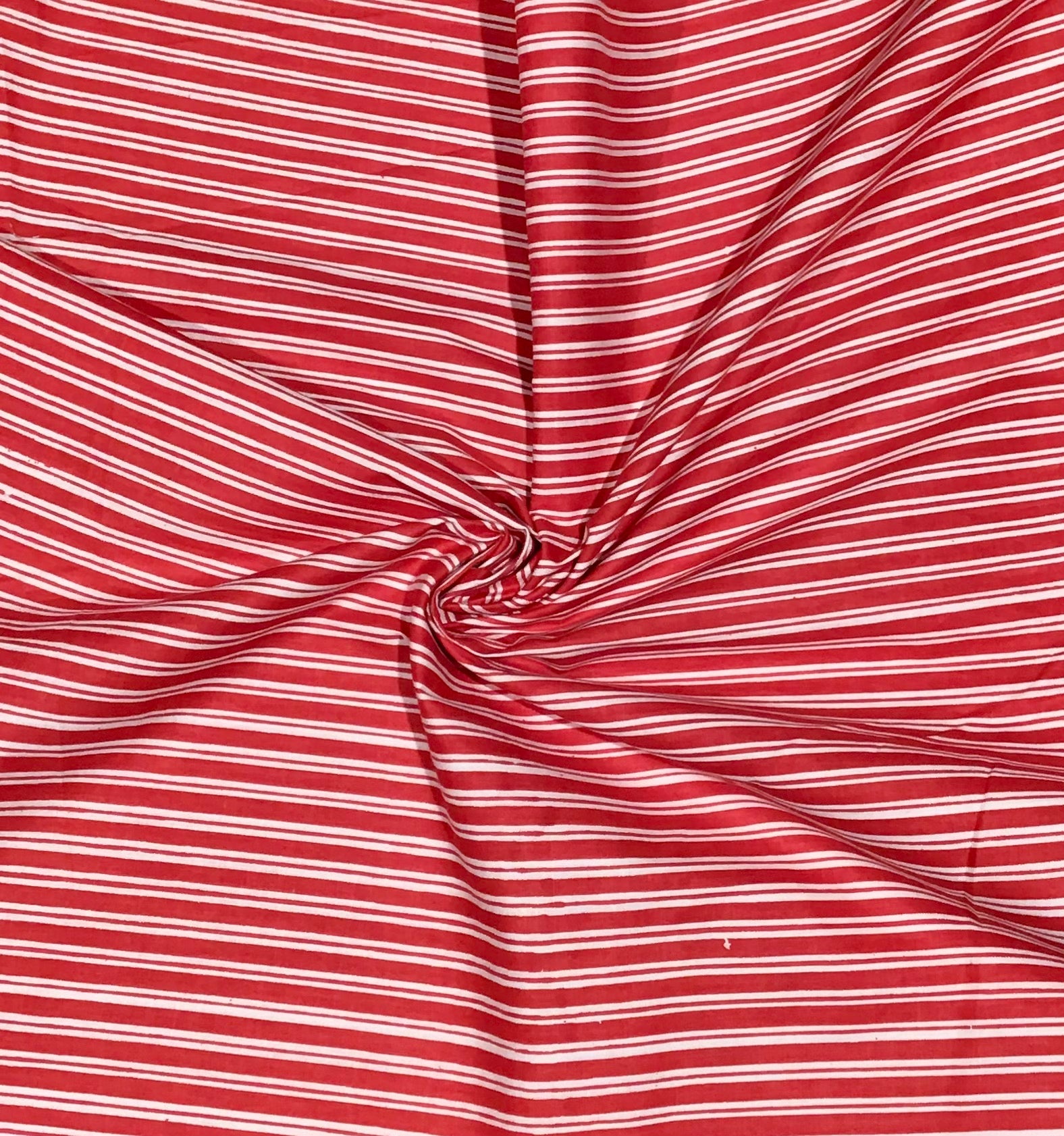 Red and white stripe Screen Printed Fabric 100% Cotton - Violet Elizabeth - Haberdashery