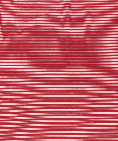 Red and white stripe Screen Printed Fabric 100% Cotton - Violet Elizabeth - Haberdashery