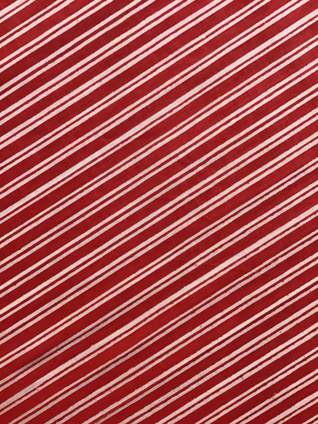 Red and white stripe Screen Printed Fabric 100% Cotton - Violet Elizabeth - Haberdashery