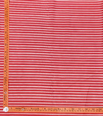 Red and white stripe Screen Printed Fabric 100% Cotton - Violet Elizabeth - Haberdashery