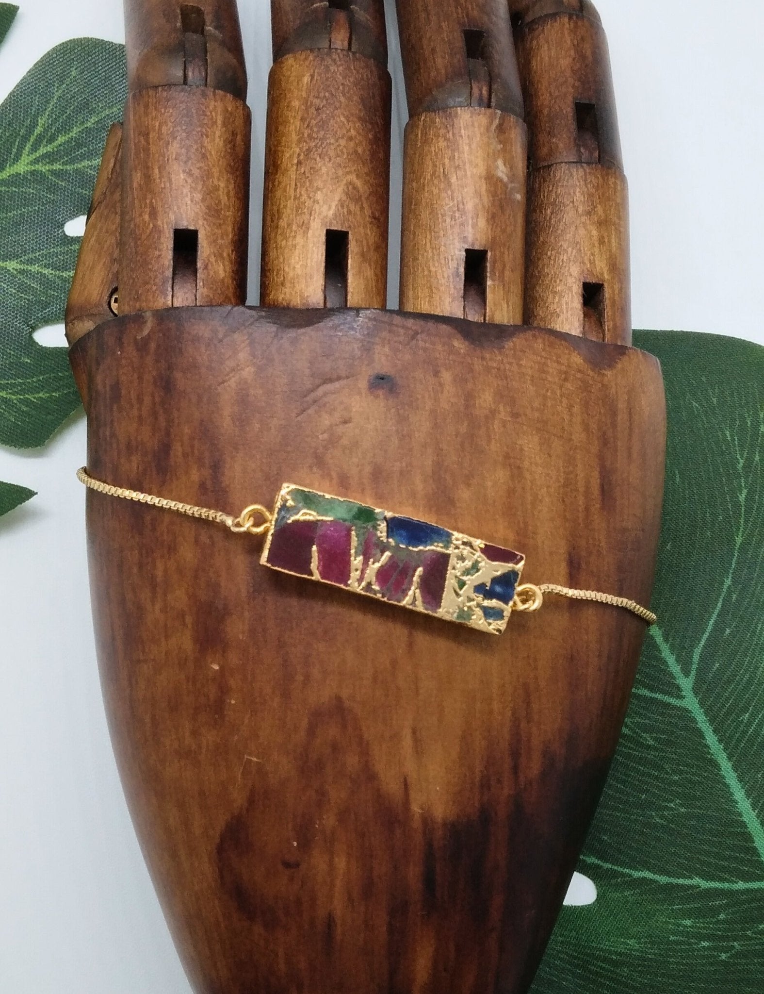 Red, Green and Blue Jasper Crackle Bracelet - Violet Elizabeth - Jewellery