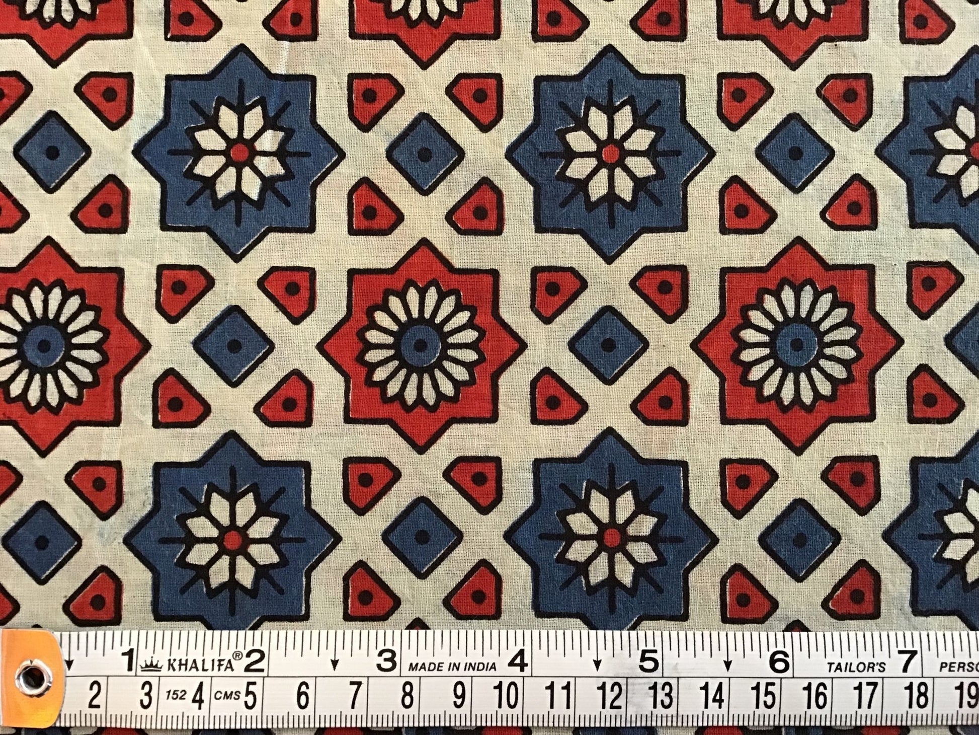 Red indigo window Batik Hand Printed Pure Cotton Fabric - Violet Elizabeth - Haberdashery