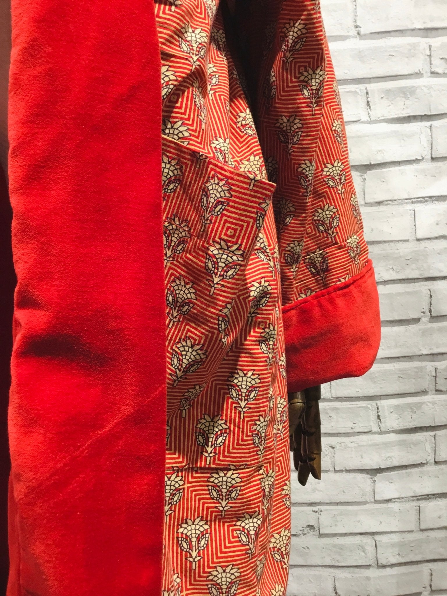 Red Lotus Velvet Coat - Violet Elizabeth - Clothing