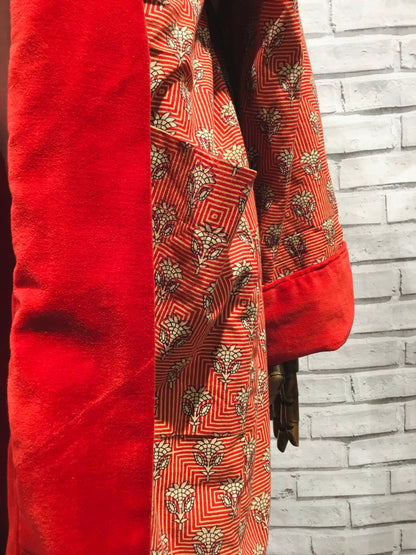 Red Lotus Velvet Coat - Violet Elizabeth - Clothing
