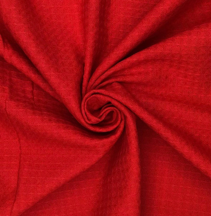 Red Waffle Waffle Hand Dyed Fabric