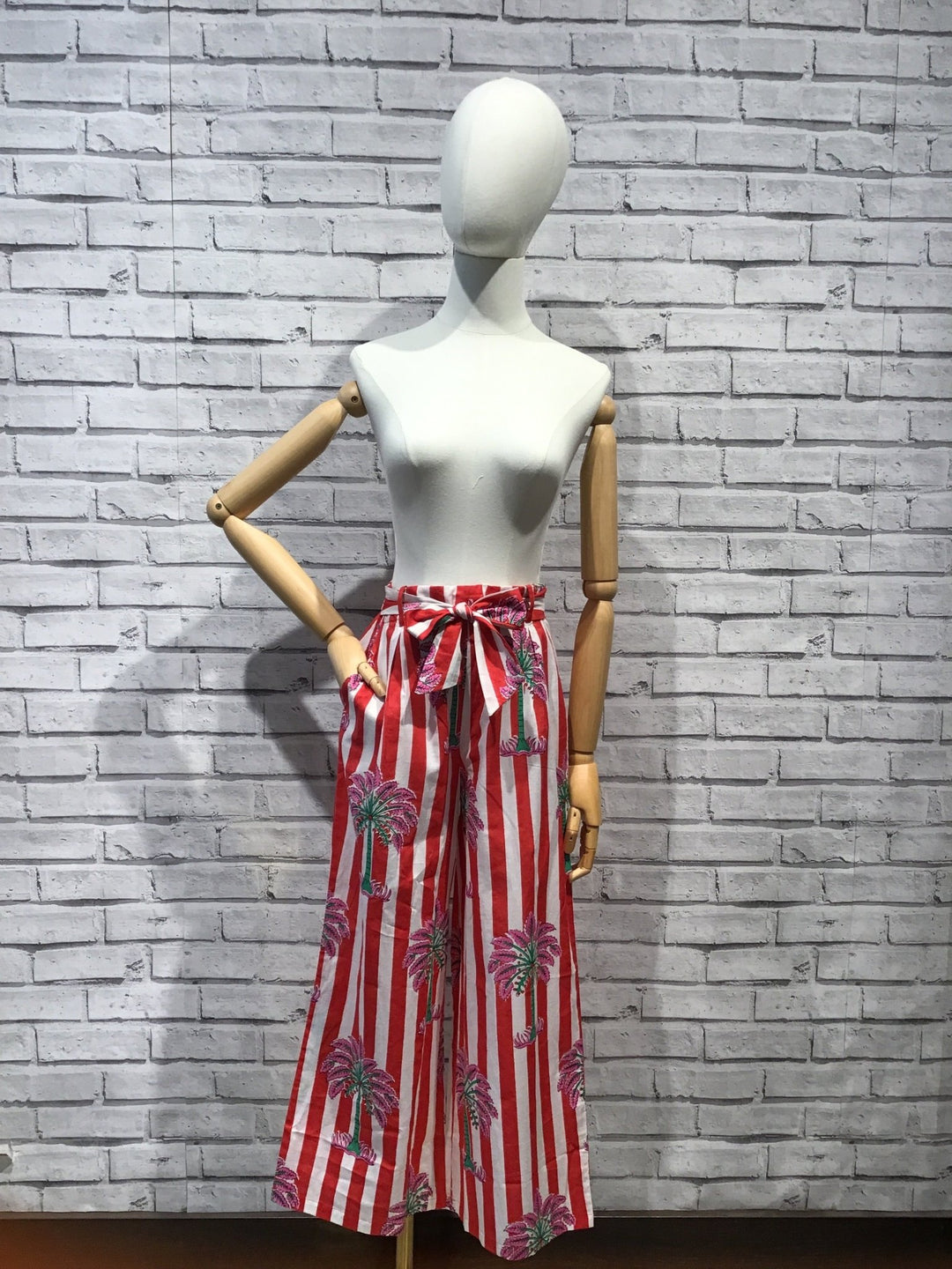 red white palm tree Print Trousers - Violet Elizabeth - Clothing