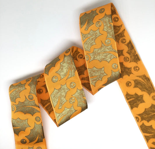 Ribbon yellow & gold leaves 40mm - Violet Elizabeth - Haberdashery