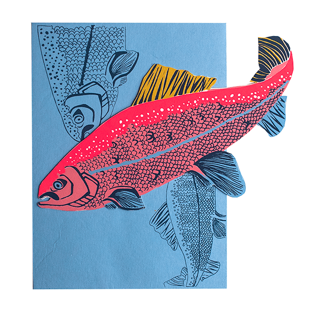 Salmon Greeting Card - Violet Elizabeth - Gift Cards