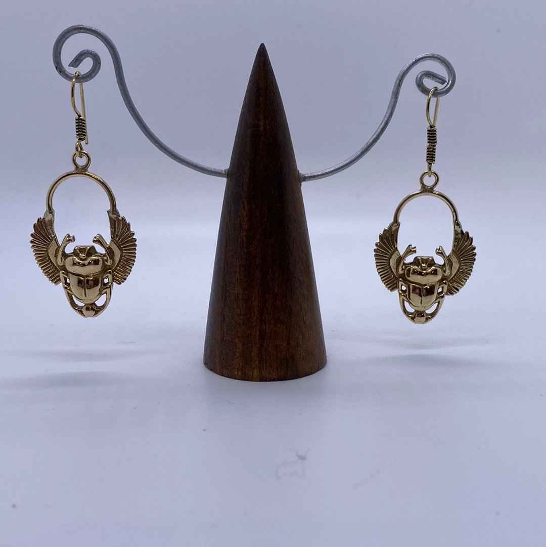 Scarab Brass Small Hoop Earrings