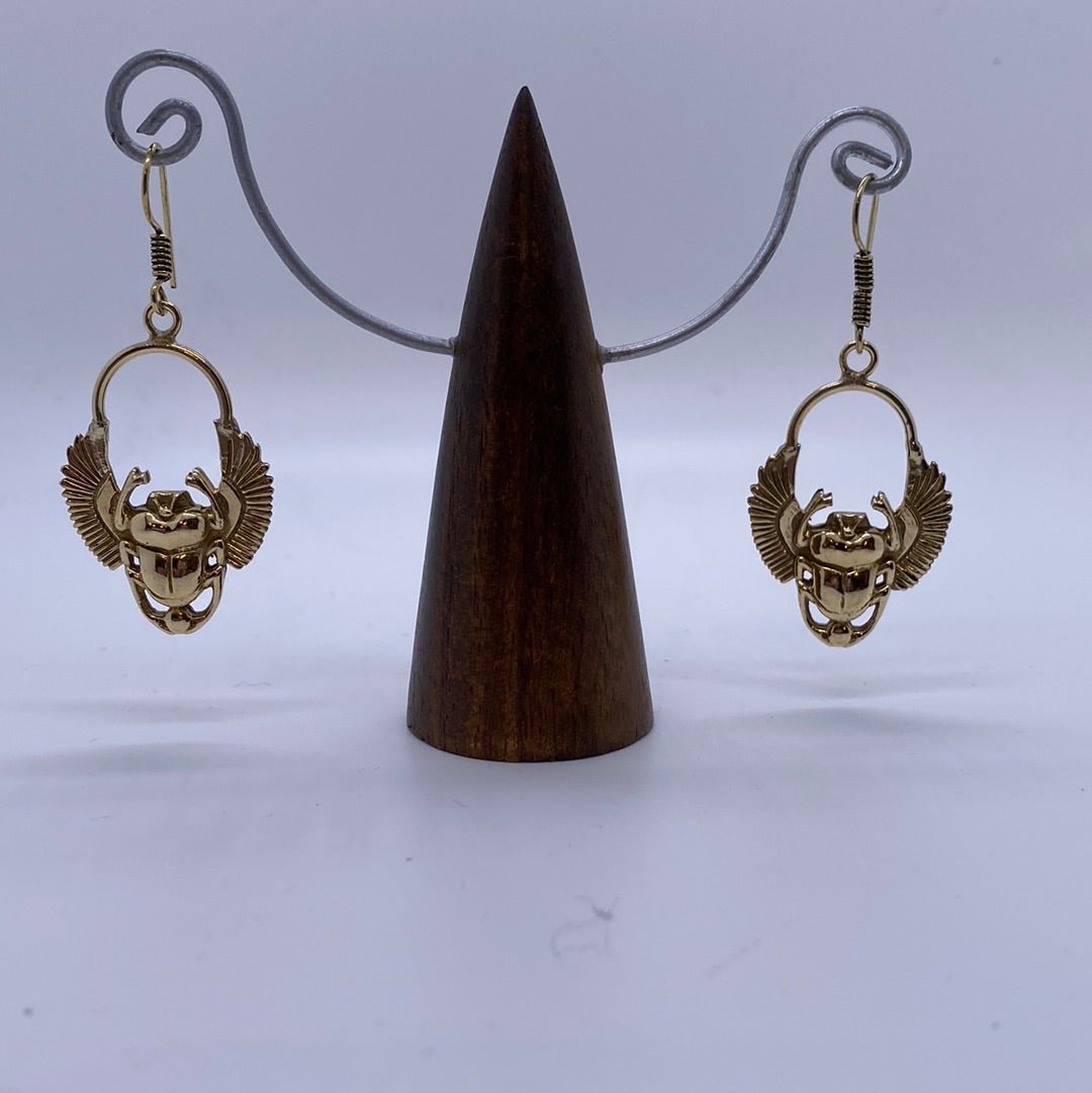 Scarab brass small hoop earrings - Violet Elizabeth - Jewellery
