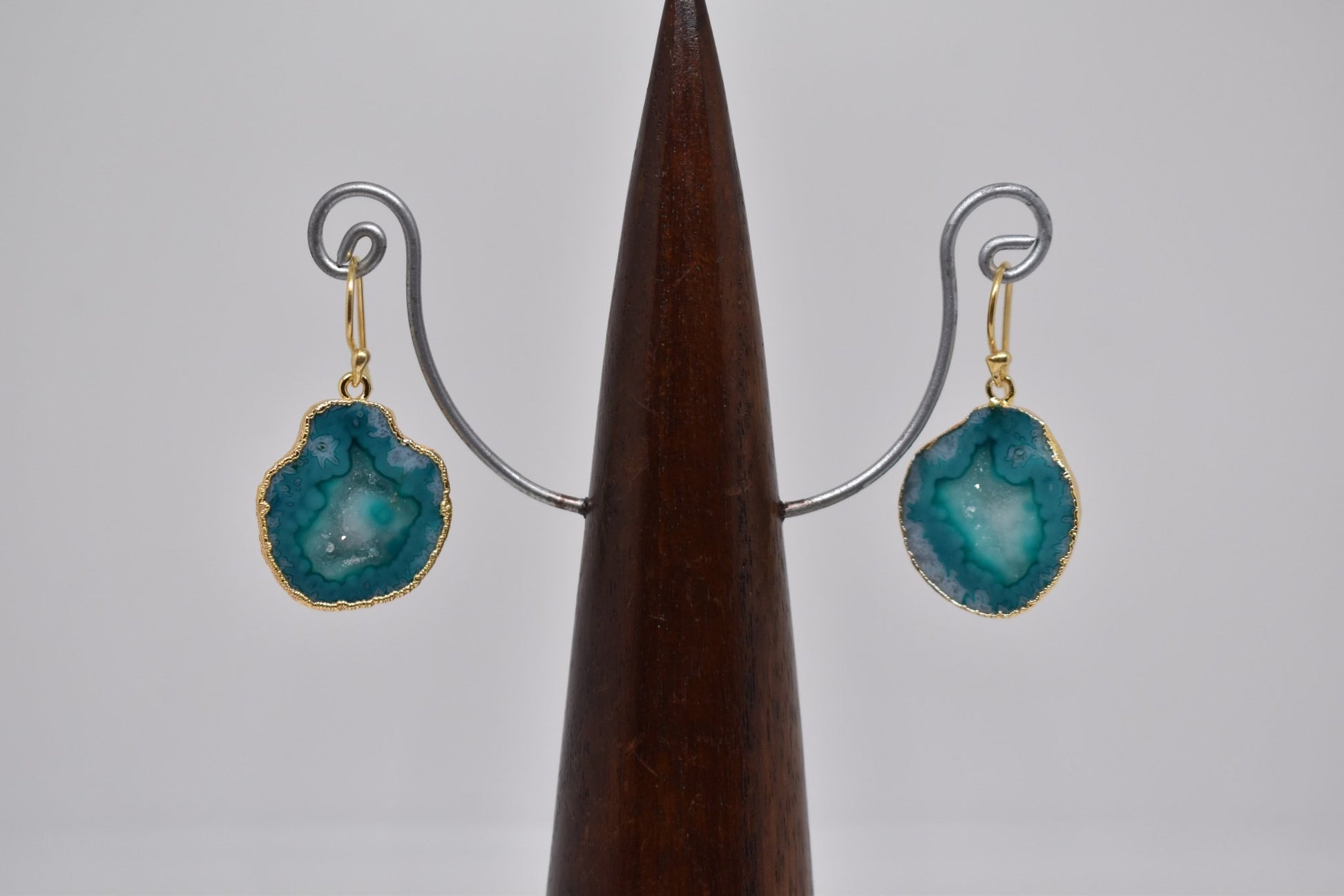 Sea Green Geode Druzy Earrings - Violet Elizabeth - Jewellery